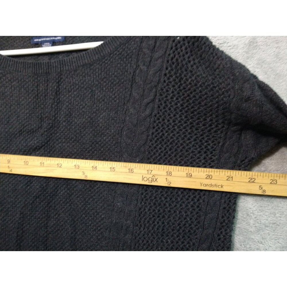American Eagle Sweater Womens Small Gray Wool Blend Cable Knit Pullover Boho - Picture 4 of 7